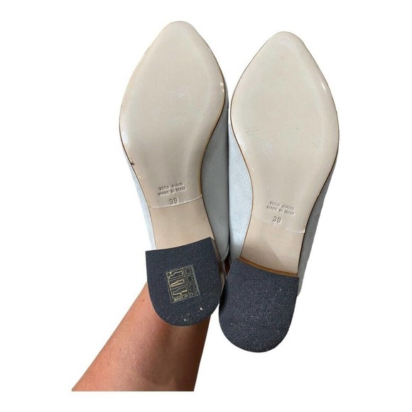 Anthro Thelma Ava Mule Sandals White Suede Leather Block Heel Pointed Slip On 39 - Picture 6 of 6